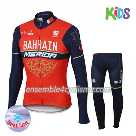 Tenue Maillot M/L + Collant 2017 Bahrain Merida Enfant Hiver Thermal Fleece N001